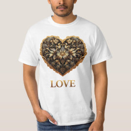 Romantische filigraan gouden hart met liefde woord t-shirt