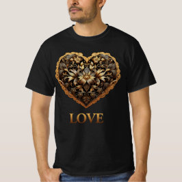 Romantische filigraan gouden hart met liefde woord t-shirt