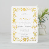 Romantische Fine Art Bruiloft  Frans Lijst Folie Uitnodiging (Staand Voorkant)