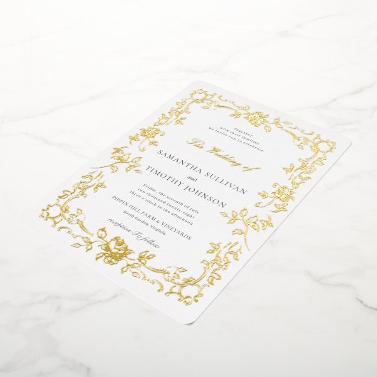 Romantische Fine Art Bruiloft  Frans Lijst Folie Uitnodiging (Gedraaid)