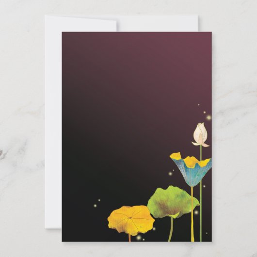 Romantische Firefly Night Frog Wedding Kaart (Achterkant)