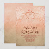 Romantische Flamingo Beach bruiloft uitnodiging (Voorkant / Achterkant)