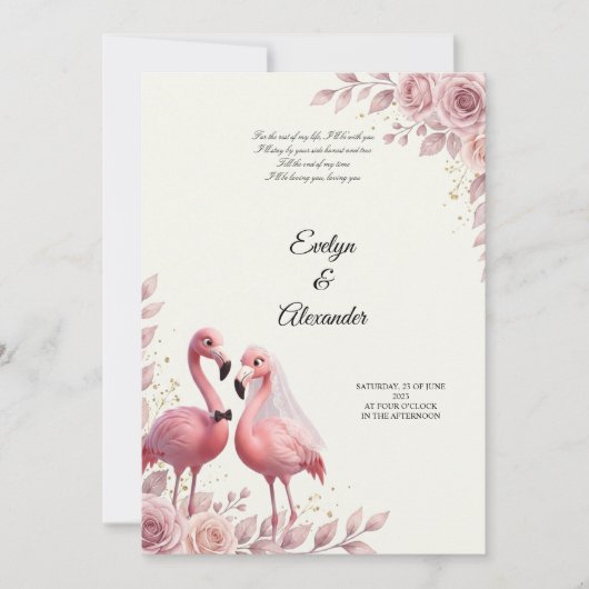Romantische Flamingo Bruiloft Kaart (Voorkant)