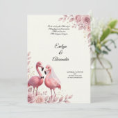 Romantische Flamingo Bruiloft Kaart (Staand voorkant)