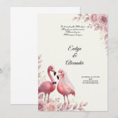 Romantische Flamingo Bruiloft Kaart (Voorkant / Achterkant)