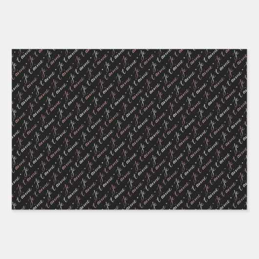 Romantische fleuri elegante zwarte en pastelroze,  inpakpapier vel (Voorkant 3)