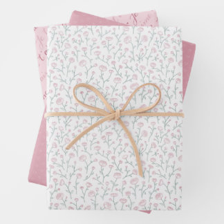 Romantische flora en pastel roze inpakpapier vel