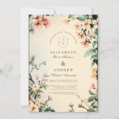 Romantische Floral Art Nouveau bruiloft Kaart (Voorkant)