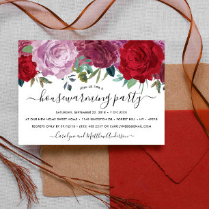 Romantische Floral Blooms Housewarming Party Kaart