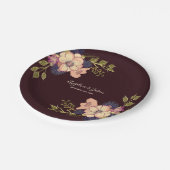 Romantische Floral Bourgondische bruiloft Papieren Bordje (Gekanteld)