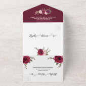 Romantische Floral bruiloft Details RSVP All In One Uitnodiging (Buitenkant)