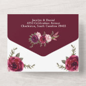 Romantische Floral bruiloft Details RSVP All In One Uitnodiging (Achterkant)