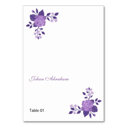 Romantische Floral Bruiloft Plaats kaart (Voorkant)