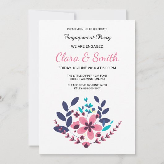 Romantische Floral Bruiloft Verloving Kaart (Voorkant)