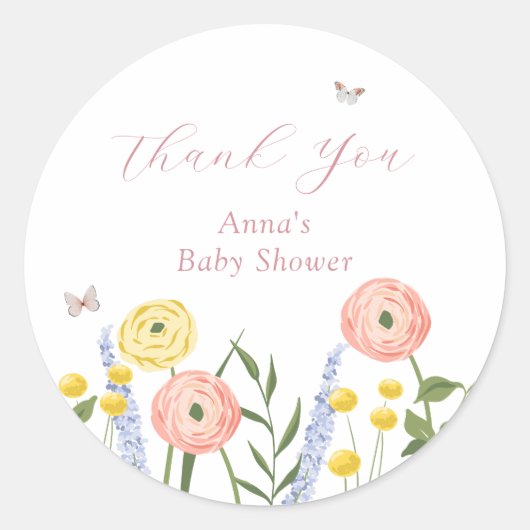 Romantische Floral Elegance Baby shower Gift Label (Voorkant)