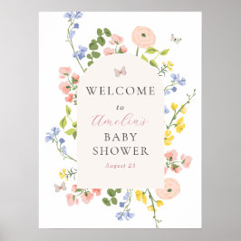 Romantische Floral Elegance Baby shower Welkomstbo Poster