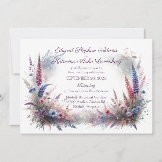 Romantische Floral Forest Path bruiloft uitnodigin Kaart (Achterkant)