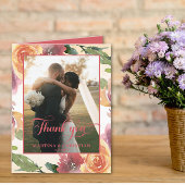 Romantische Floral foto bruiloft gevouwen Bedankkaart