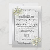 Romantische Floral Gem Zilver ingelijst, Zilveren  Kaart (Voorkant)