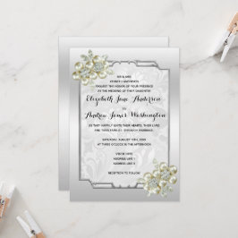 Romantische Floral Gem Zilver ingelijst, Zilveren  Kaart