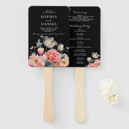 Romantische Floral geschilderde bruiloft programma Handwaaier