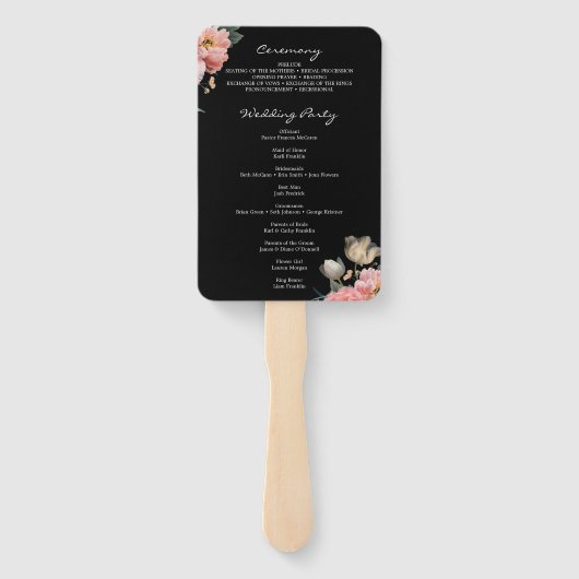 Romantische Floral geschilderde bruiloft programma Handwaaier (Achterkant)