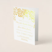 Romantische Floral Gold Roos bruiloft uitnodiging (Voorkant)