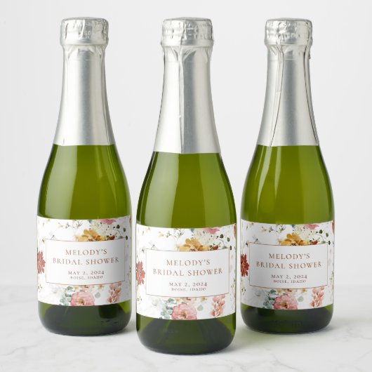 Romantische Floral Mini Champagne flesetiketten Sparkling Wijnetiket (Flessen)