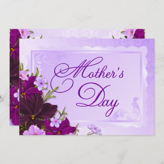 Romantische Floral Moederdag Brunch Kaart (Voorkant / Achterkant)