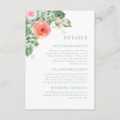 Romantische Floral QR Code Koraal Sage Detail Brui Informatiekaartje (Voorkant)