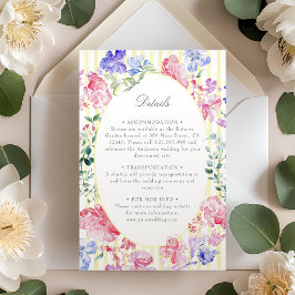  Romantische Floral Regency Wedding Details Informatiekaartje