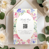  Romantische Floral Regency Wedding QR Code RSVP Kaartje