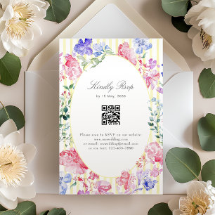  Romantische Floral Regency Wedding QR Code RSVP Kaartje