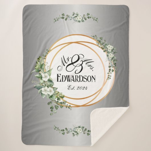 Romantische Floral Sherpa Deken Gouden Ringen (Voorkant)