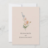 Romantische Floral Spring Wedding Kaart (Achterkant)