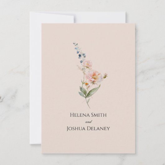 Romantische Floral Spring Wedding Kaart (Achterkant)