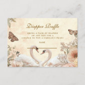 Romantische Floral Swan Diapper Raffle Informatiekaartje (Voorkant)