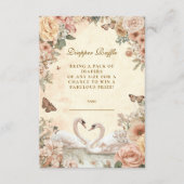 Romantische Floral Swan Diapper Raffle Informatiekaartje (Voorkant)