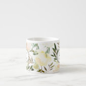 Romantische Floral Vanille Witte Waterverf Espresso Kop (Voorkant)