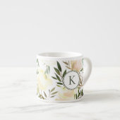Romantische Floral Vanille Witte Waterverf Espresso Kop (Voorkant rechts)