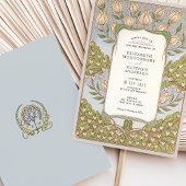 Romantische Floral Vine Art Nouveau bruiloft Kaart