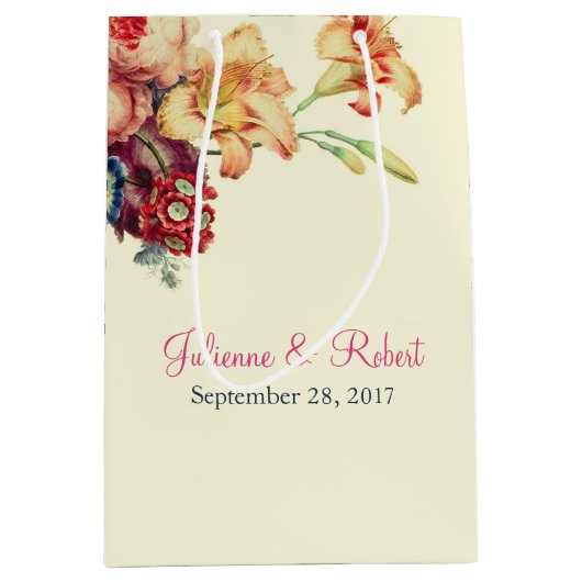 Romantische Floral Wedding Gift Bag Medium Cadeauzakje (Voorkant)