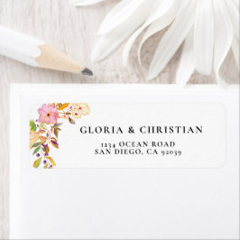 Romantische Floral Wedding Retour Adres Label
