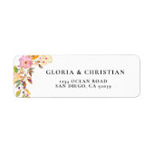 Romantische Floral Wedding Retour Adres Label (Voorkant)