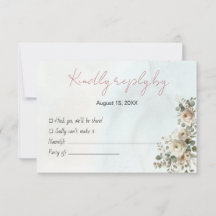 Romantische Floral Wedding RSVP Kaart met QR-code