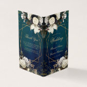 Romantische Floral Wreat Bruiloft Gevouwen Program Kaart (Buitenkant)