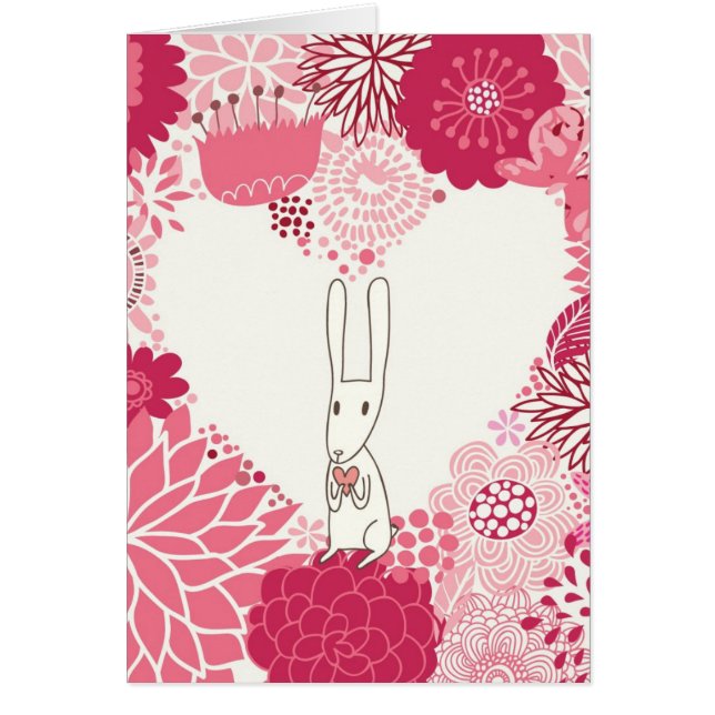 Romantische florale achtergrond met schattig konij (Voorkant)