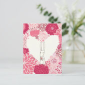 Romantische florale achtergrond met schattig konij briefkaart (Staand voorkant)