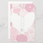 Romantische florale achtergrond met schattig konij briefpapier (Voorkant / Achterkant)