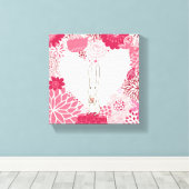 Romantische florale achtergrond met schattig konij canvas afdruk (Insitu (Houten vloer))